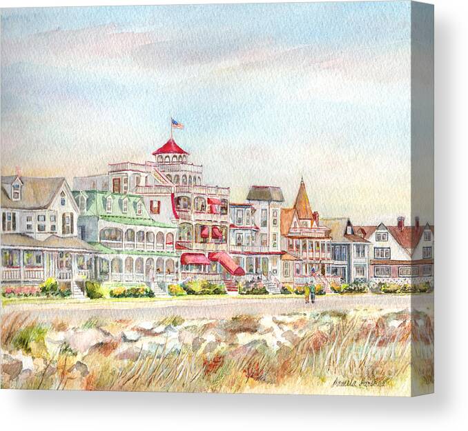 Cape May Promenade Canvas Print featuring the painting Cape May Promenade Cape May New Jersey by Pamela Parsons