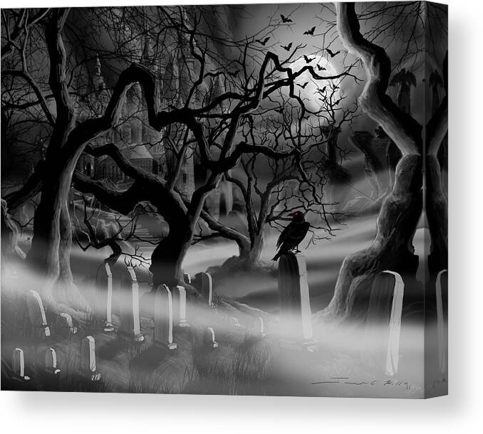 Castle Canvas Print featuring the painting Castle Graveyard I by James Christopher Hill