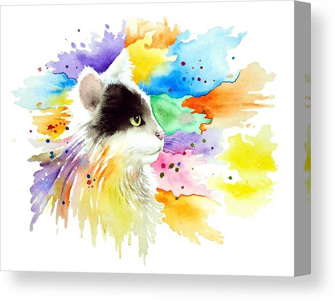 Cat Canvas Print featuring the painting Cat 605 by Lucie Dumas