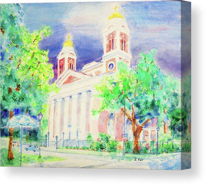 Cathedral Canvas Print featuring the painting Cathedral of the Immaculate Conception by Jerry Fair