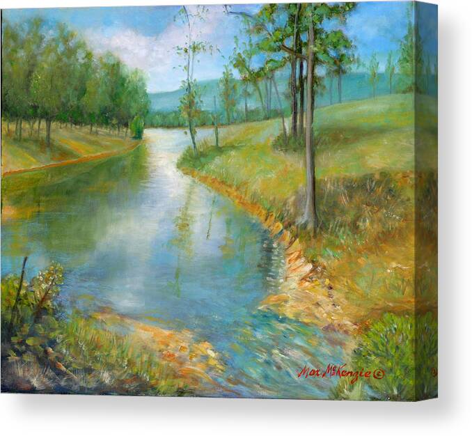 Water Canvas Print featuring the painting Cattle Cooling Pond by Max Mckenzie