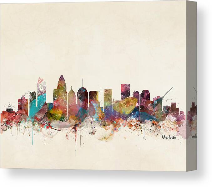 Charlotte Canvas Print featuring the painting Charlotte North Carolina by Bri Buckley