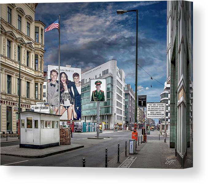 Endre Canvas Print featuring the photograph Checkpoint Charlie In 2011 by Endre Balogh