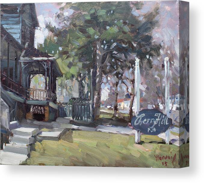 Cherry Hills Pub Canvas Print featuring the painting Cherry Hill Pub by Ylli Haruni