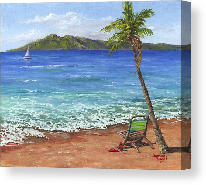 Darice Canvas Print featuring the painting Chillaxing Maui Style by Darice Machel McGuire