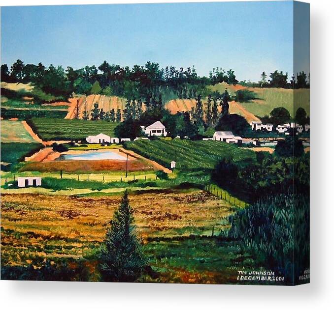 Farm Canvas Print featuring the painting Chubby's Farm by Tim Johnson