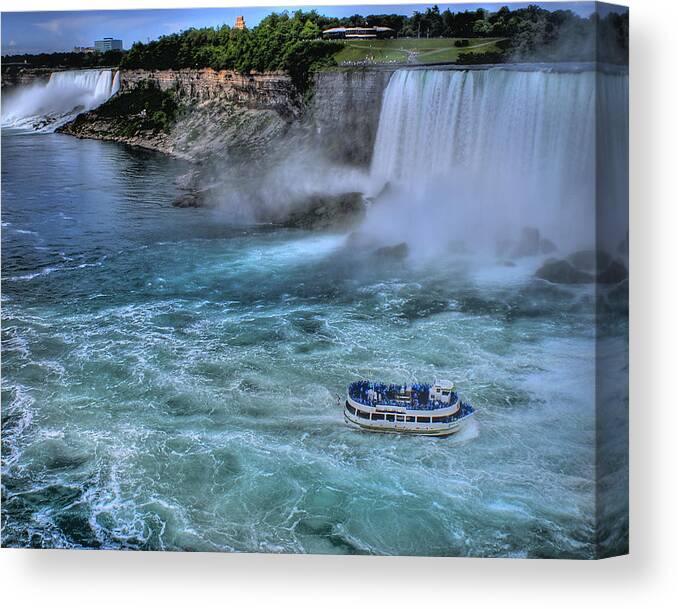 Niagara River Canvas Print featuring the photograph Churning Niagrara by Don Wolf