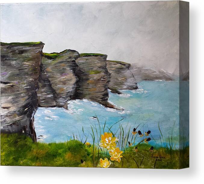Cliffs Of Moher Canvas Print featuring the painting Cliffs of Moher by Judith Rhue
