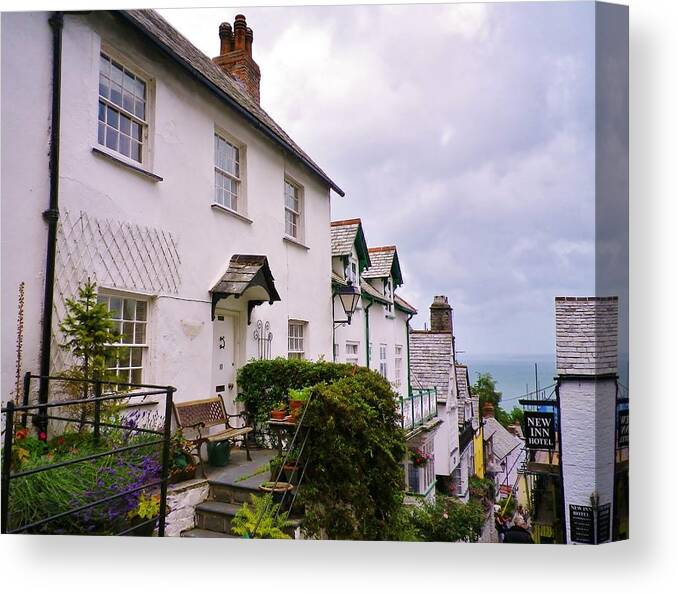 Clovelly Canvas Print featuring the photograph Clovelly Street View by Richard Brookes