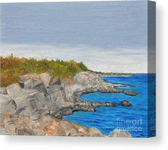 Coasts Canvas Print featuring the painting Coast of Maine by Reb Frost