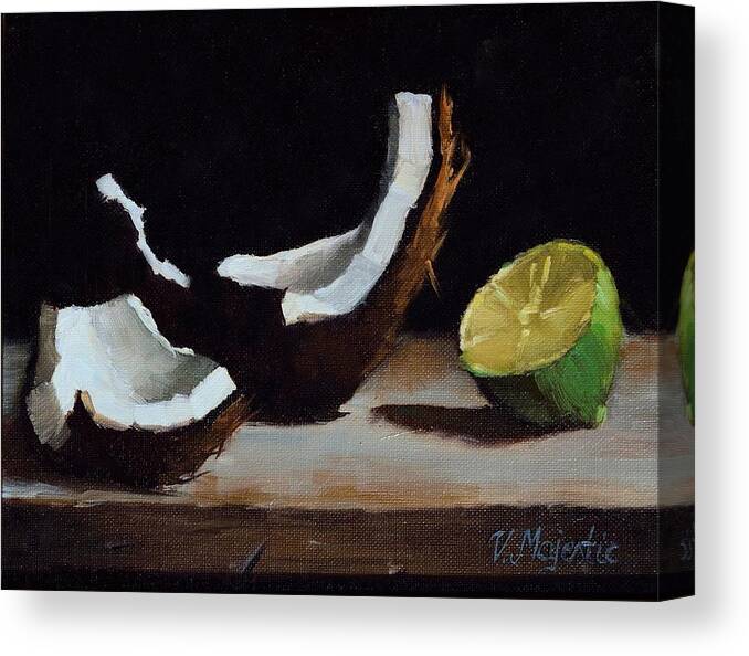 Coconut Canvas Print featuring the painting Coconut and Lime by Viktoria K Majestic
