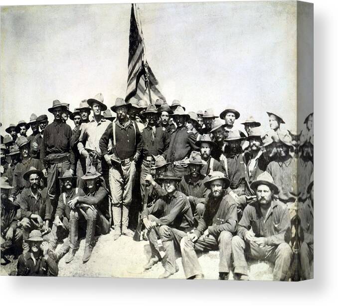 Us Presidents Canvas Print featuring the photograph Colonel Roosevelt And His Rough Riders by Everett