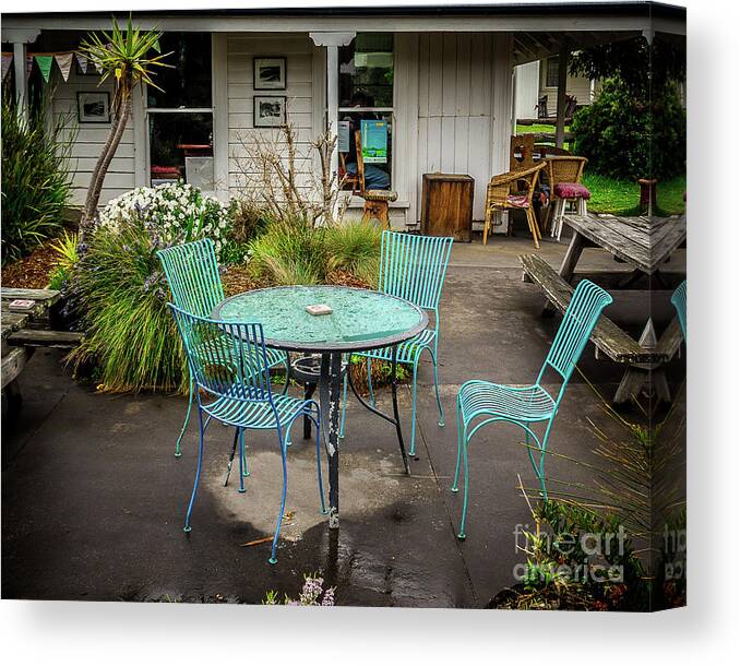 Table Canvas Print featuring the photograph Color at Cafe by Perry Webster