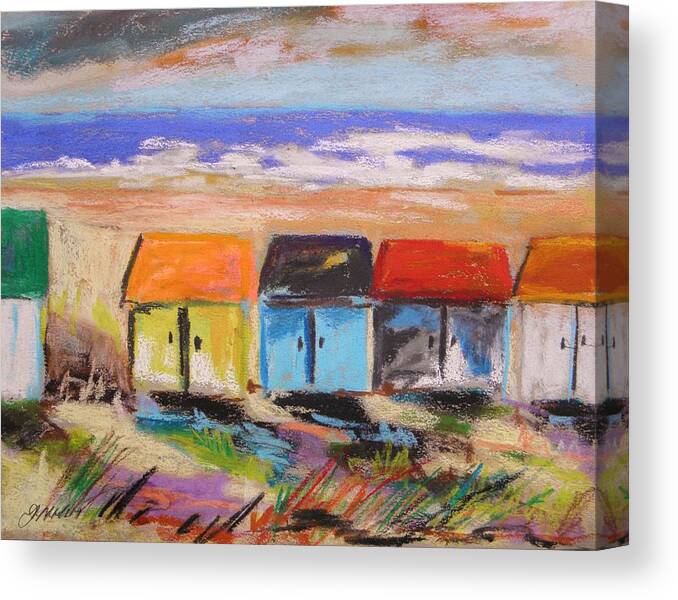 Pastel Canvas Print featuring the painting Colorful Beach Houses by John Williams