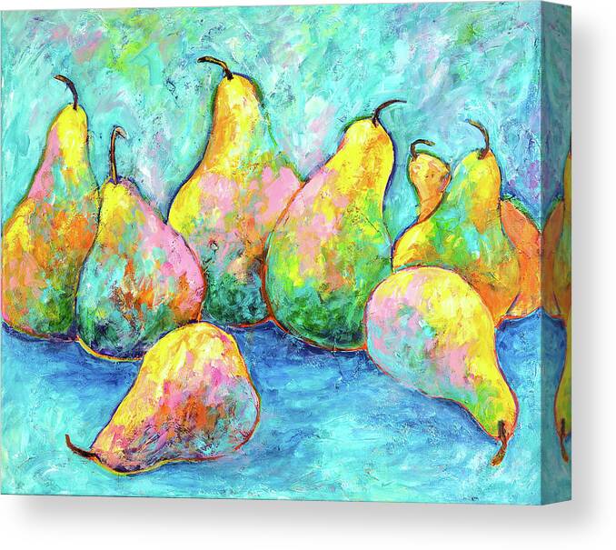 Pears Canvas Print featuring the painting Colorful Pears by Sally Quillin