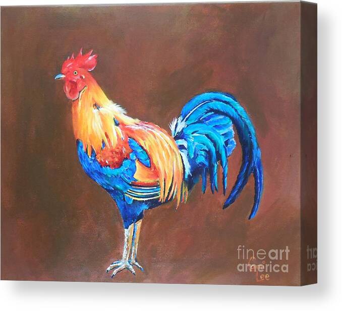 Rooster Canvas Print featuring the painting Colorful Rooster by Cami Lee