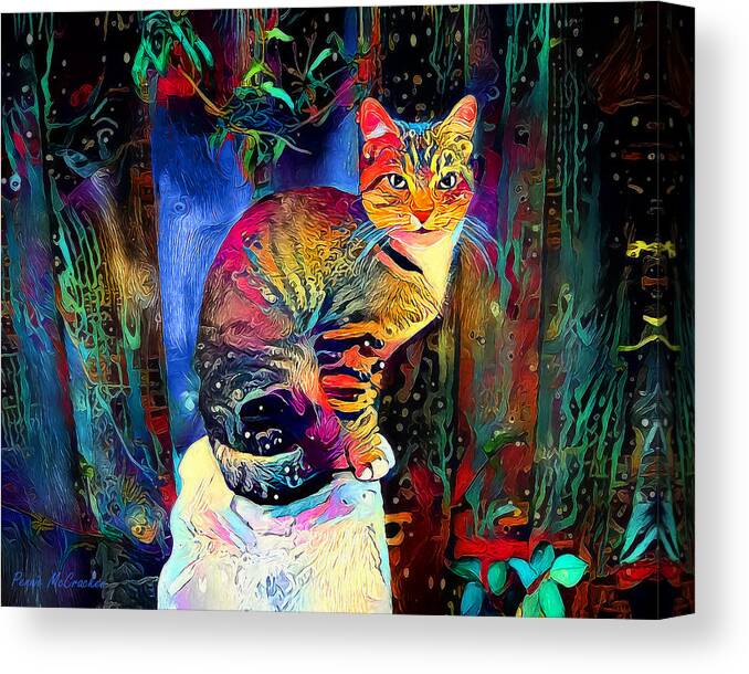 Cat Canvas Print featuring the digital art Colourful Calico by Pennie McCracken