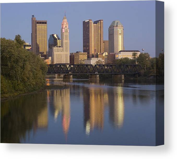 Columbus Canvas Print featuring the photograph Columbus Ohio Evening by Alan Raasch
