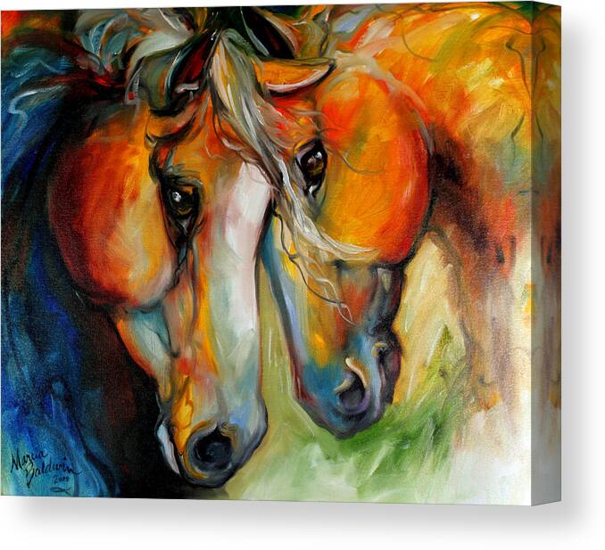 Horse Canvas Print featuring the painting Companions Equine Art by Marcia Baldwin