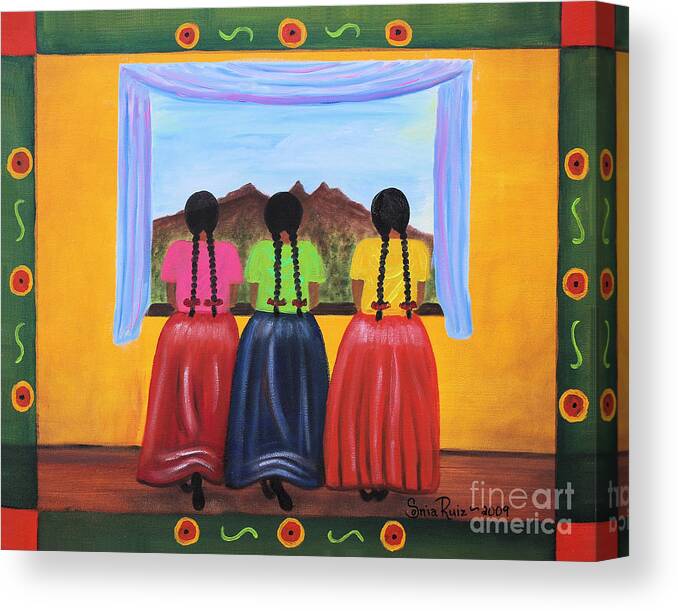 Mexican Art Canvas Print featuring the painting Contemplando by Sonia Flores Ruiz