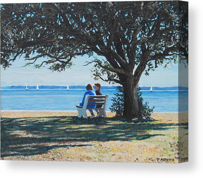 Parks Canvas Print featuring the painting Conversation in the Park by Tommy Midyette