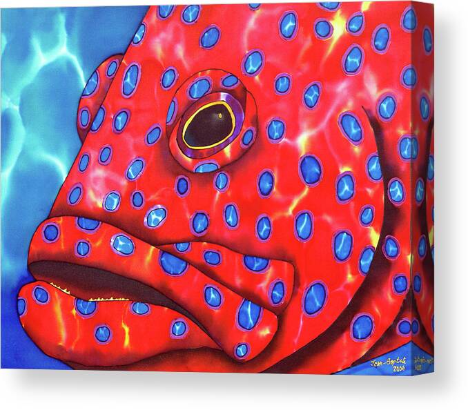 Coral Grouper Canvas Print featuring the painting Coral Grouper Fish by Daniel Jean-Baptiste