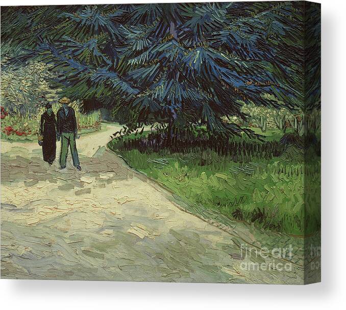 Couple Canvas Print featuring the painting Couple in the Park by Vincent Van Gogh
