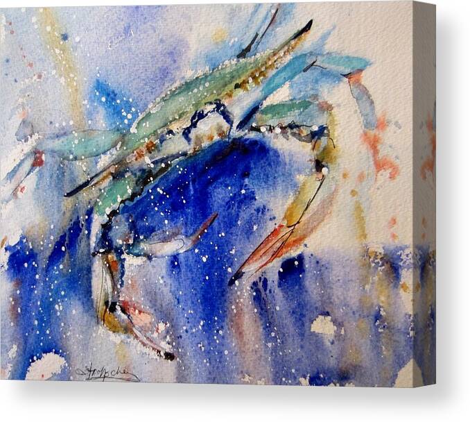 Marine Life Canvas Print featuring the painting Crabby by Sandra Strohschein