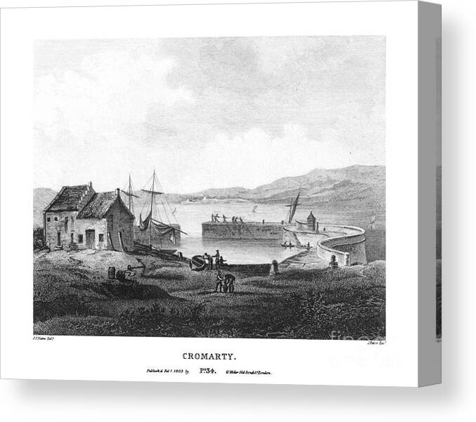 Scotia Depicta By By James Fittler - Cromarty - Etchings Of Towns Canvas Print featuring the painting Cromarty Etchings of towns by MotionAge Designs