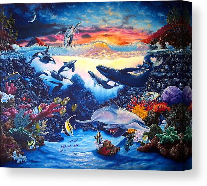 Whale Canvas Print featuring the painting Crystal Shore by Daniel Bergren