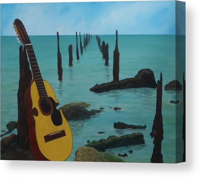 Seascape Canvas Print featuring the painting Cuatro Seascape by Tony Rodriguez