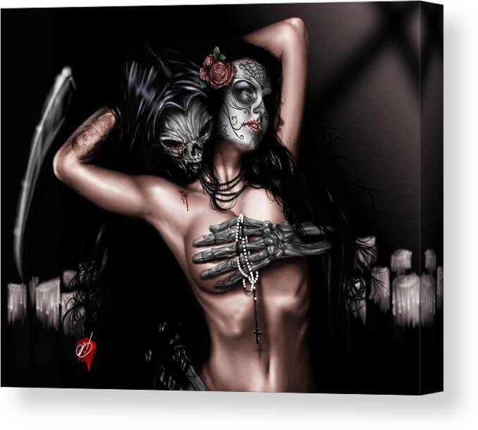 Christy Canvas Print featuring the painting Cure my Tragedy by Pete Tapang