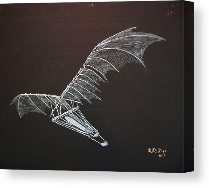 Flying Canvas Print featuring the painting Da Vinci Flying Machine by Richard Le Page