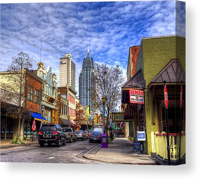 Downtown Canvas Print featuring the photograph Dauphin Street by Brad Boland