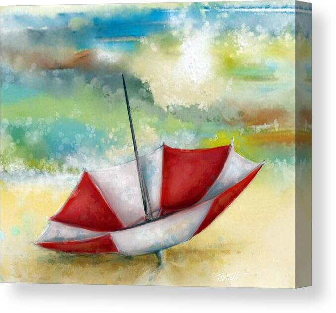 Watercolors Canvas Print featuring the painting Day at the beach by Mark Tonelli