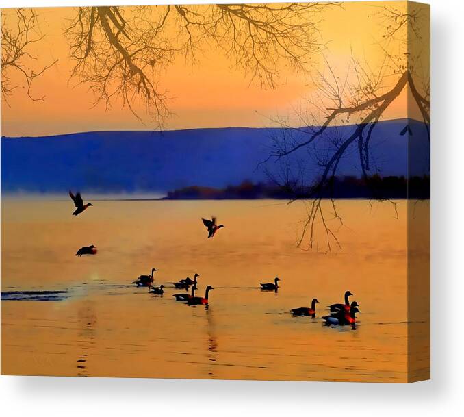 Columbia River Canvas Print featuring the photograph Daybreak on the Columbia River by Nick Kloepping