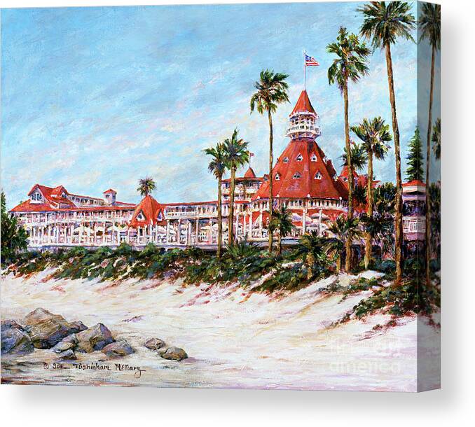 Hotel Del Coronado Beach Walkway Canvas Print featuring the painting Beach Walkway by Glenn McNary