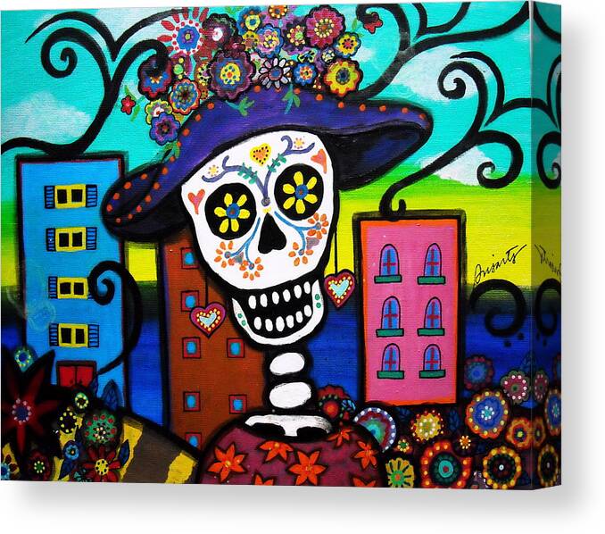 Day Of The Dead Canvas Print featuring the painting Dead In The City by Pristine Cartera Turkus