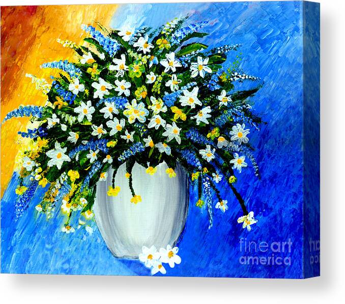 Art Canvas Print featuring the painting Decorative Floral Acrylic Painting G62017 by Mas Art Studio