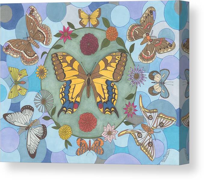 Butterfly Canvas Print featuring the drawing Delicate Beauty by Pamela Schiermeyer