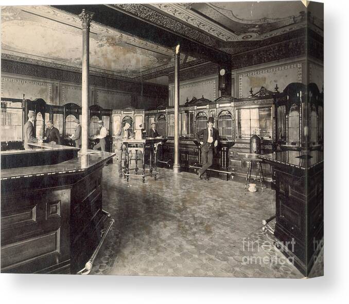 1890 Canvas Print featuring the photograph DENVER BANK, c1890 by Granger