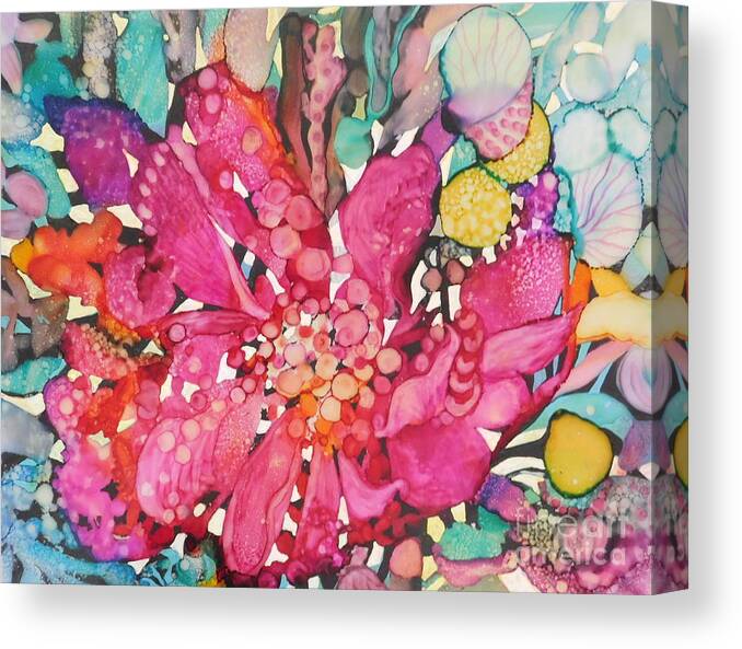 White Canvas Print featuring the painting Design in Fuchsia by Joan Clear