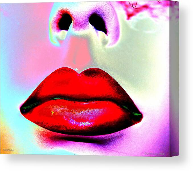 Lips Canvas Print featuring the digital art Desireuse by Larry Beat
