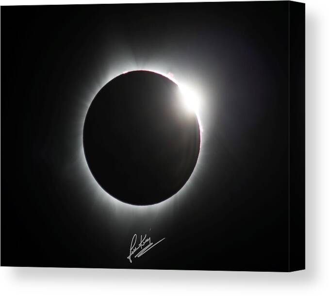 Solar Eclipse Canvas Print featuring the photograph Diamond Ring Signature Edition by John King