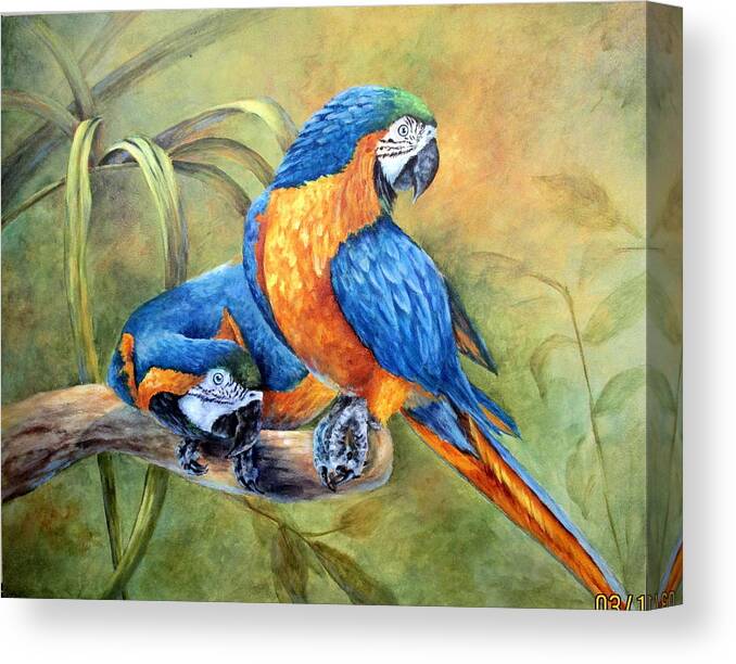 Bird Canvas Print featuring the painting Did You See That by Mary McCullah