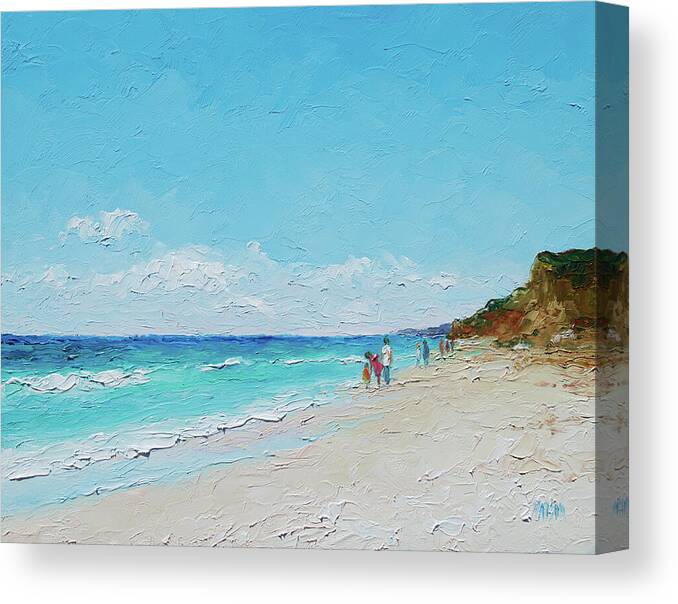 Beach Canvas Print featuring the painting Ditch Plains Beach Montauk Hamptons NY by Jan Matson