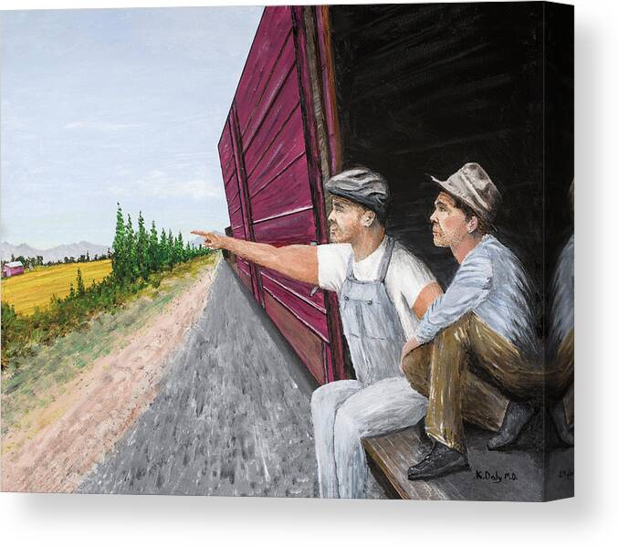 Steinbeck Canvas Print featuring the painting Do You Think They Have Rabbits by Kevin Daly