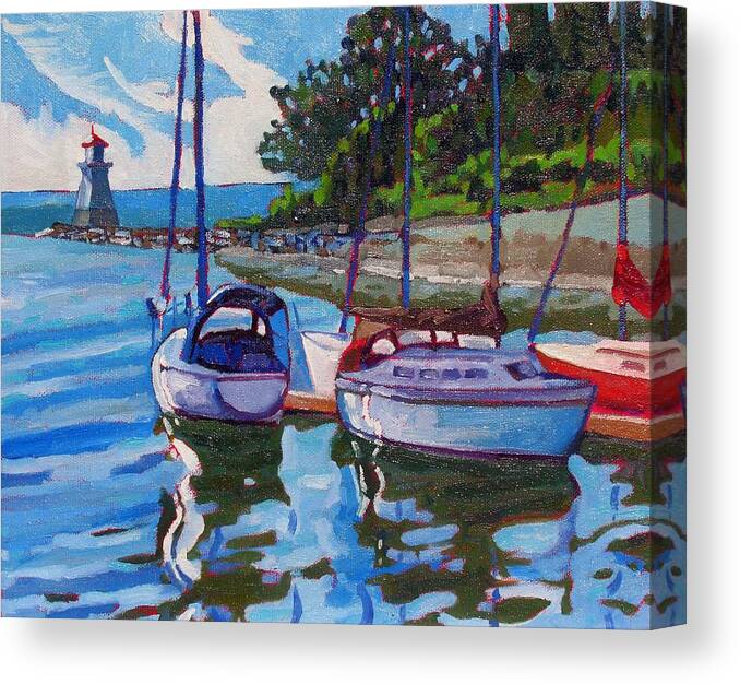812 Canvas Print featuring the painting Docked in the Saugeen by Phil Chadwick