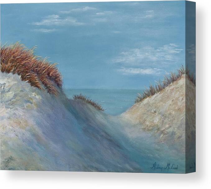 Coastal Sand Dunes Canvas Print featuring the painting Dune Shadows by Audrey McLeod