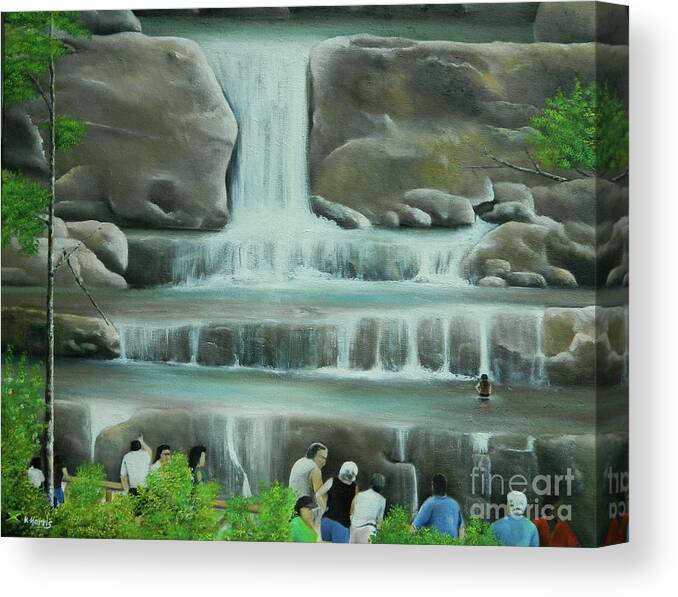 Caribbean Art Canvas Print featuring the painting Dunn's River Falls III by Kenneth Harris